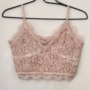 💪🏻POL “ Coast “ POL Crochet Bralette Tank Top with Eyelash Lace SR21A in Pink